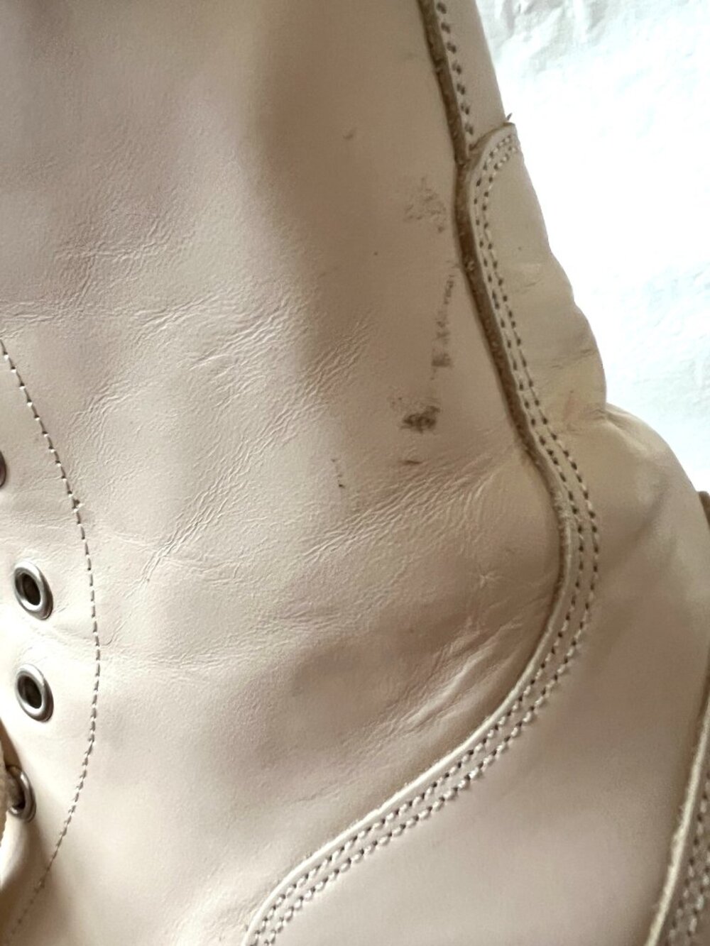 Alohas boots combat Can Can cream beige leather lace up platform lug 38 7 7.5. - Picture 11 of 14